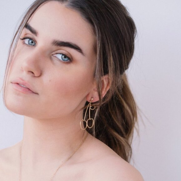 Sweet Cherry Studs – gold CAKE PARADIGM DESIGNS // ltd ed gold filled cut-out cherry design earrings